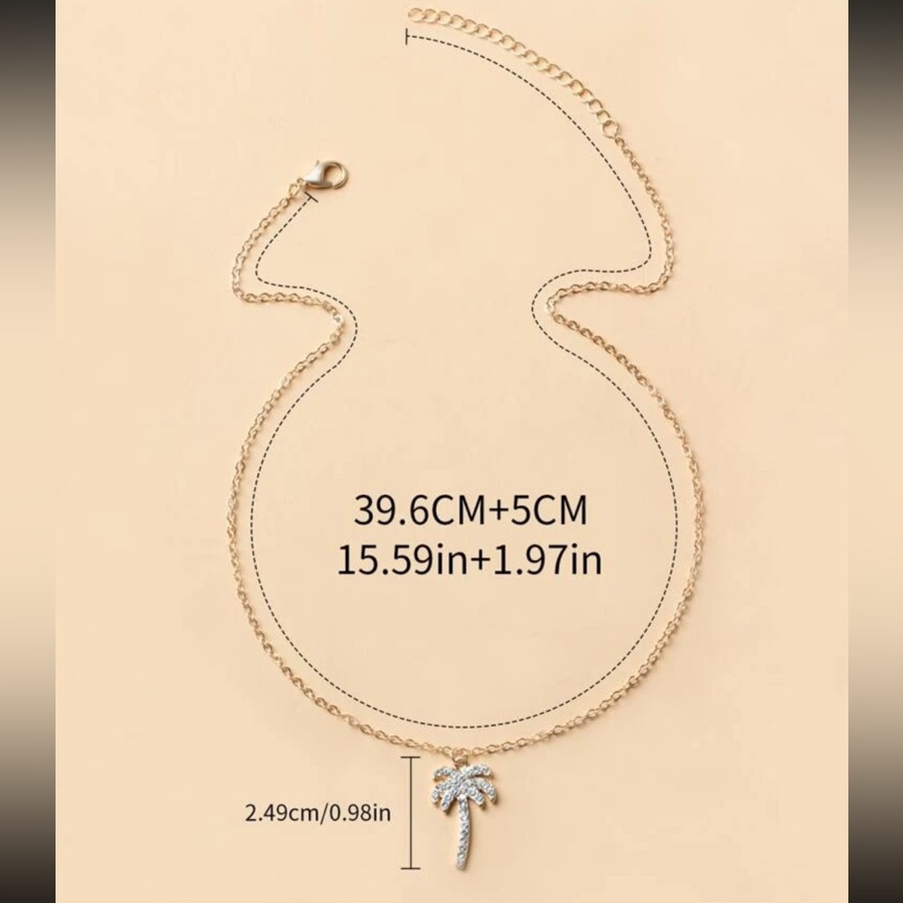Gold Palm Tree Necklace - Picture 3 of 3